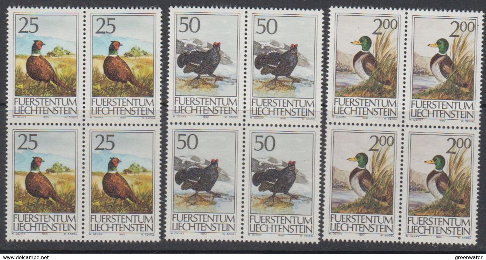 Liechtenstein 1990 Jagd II 3v Bl Of 4 ** Mnh (42148G) - Ongebruikt