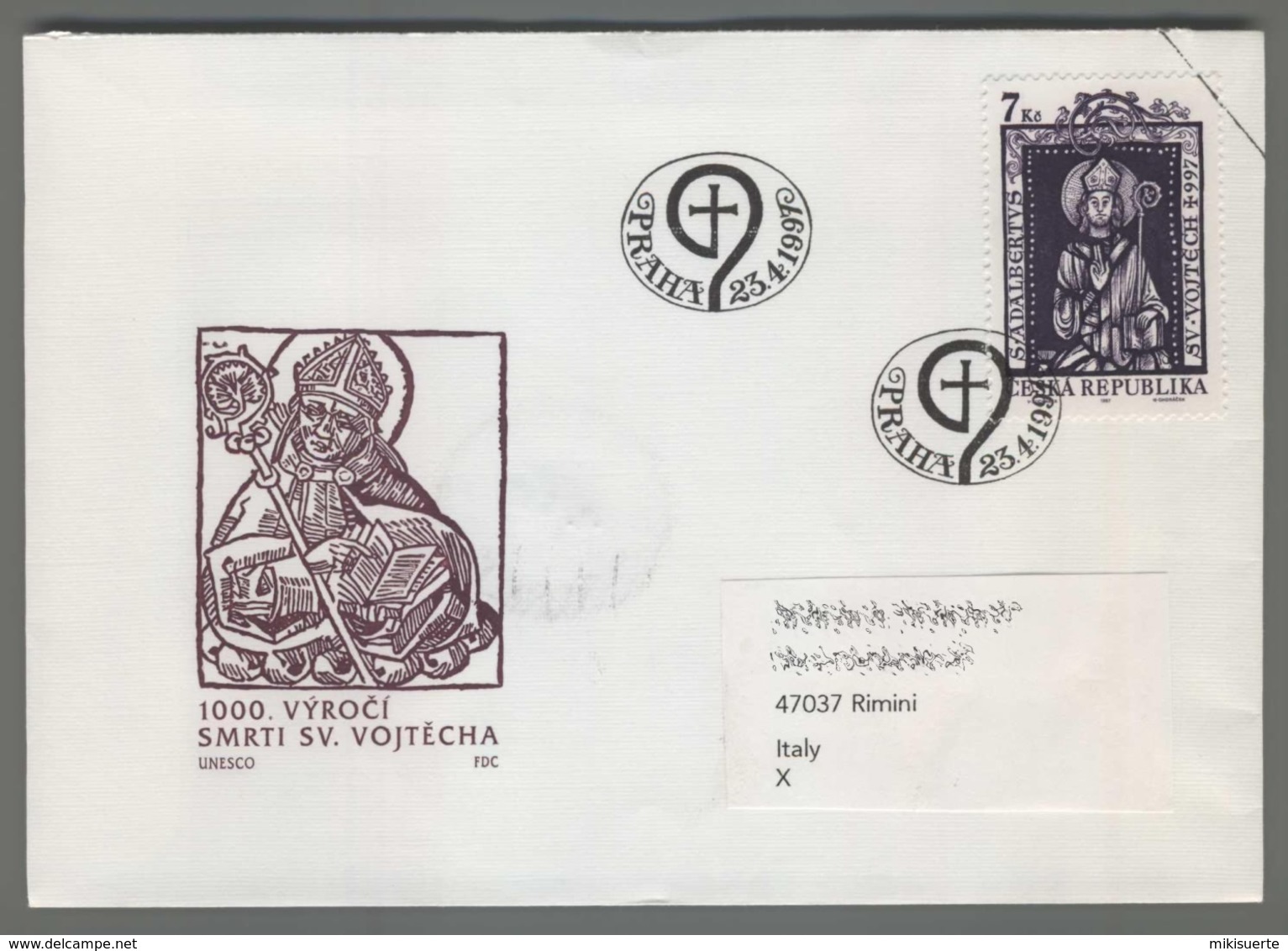 C4130 Ceska Republika FDC 1997 S. ADALBERTUS SV VOJTECH 7 KC VG - FDC