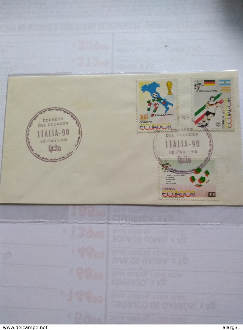 Ecuador The Fdc Set Italia 90 Worlds Cup 12 July 90 - 1990 – Italia