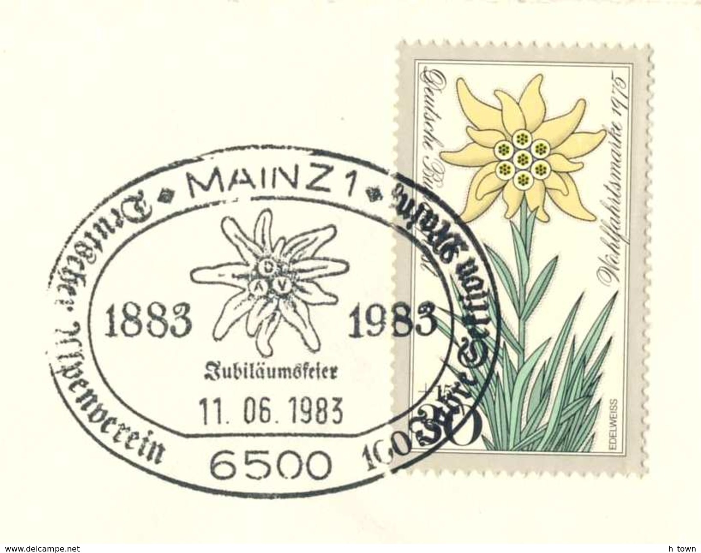 5169  Edelweiss: Oblit. Temp. D'Allemagne, 1983 -  Special Cancel From Germany. Stella Alpina Alpenverein Mainz - Autres & Non Classés