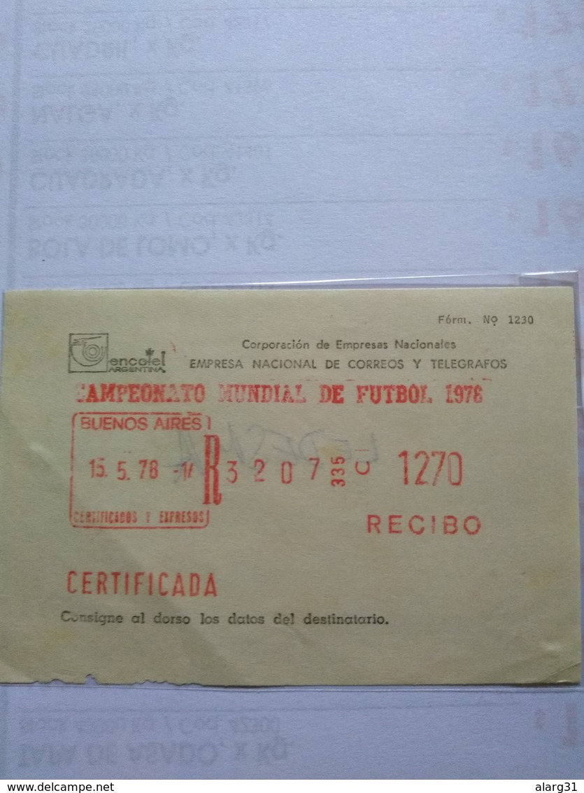 Argentina The Rare Registration Receipt Frama Machine With Legendario Small Letters Campeonato Mundial De Fútbol 1978 - 1978 – Argentine