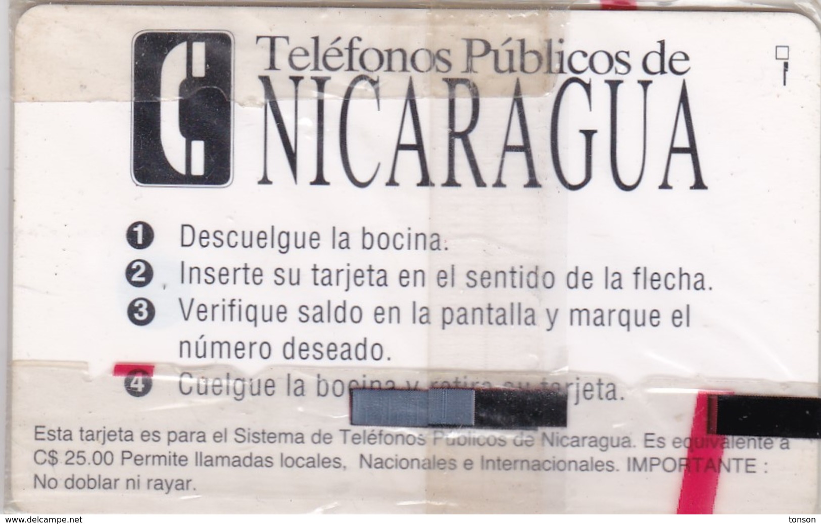 Nicaragua, NI-PUB-CHP-0001, Telcor Telefonía Pública (C$ 25.00),  First Card Issued, Mint In Blister, 2 Scans. - Nicaragua