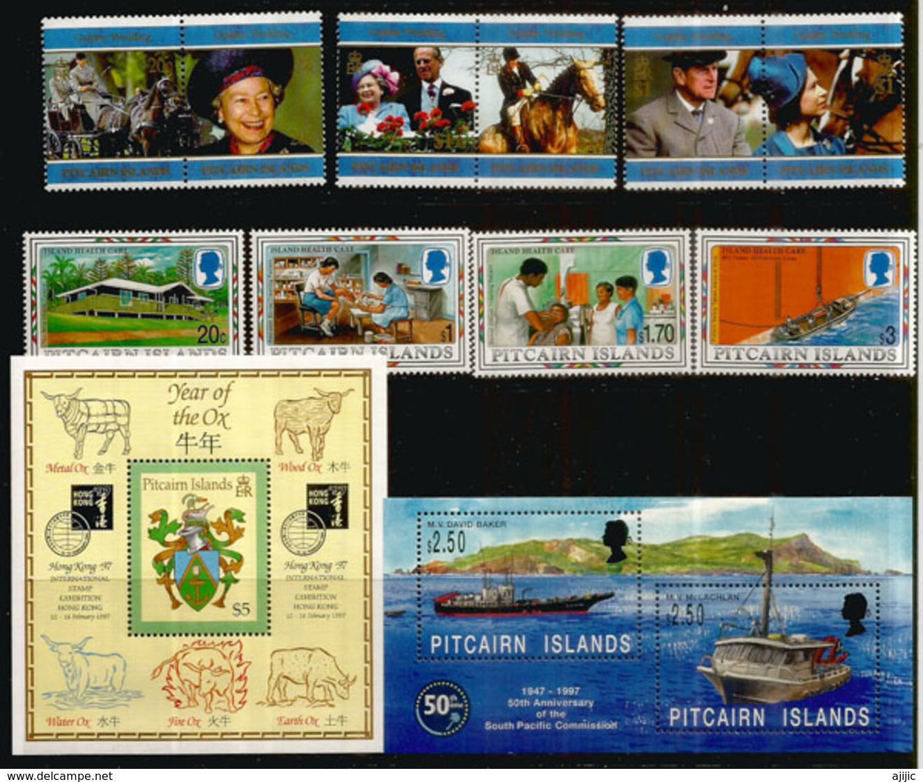 Année 1997,  10 Timbres + 2 Blocs-feuillets Neufs **,  Côte 50,00  € - Pitcairn