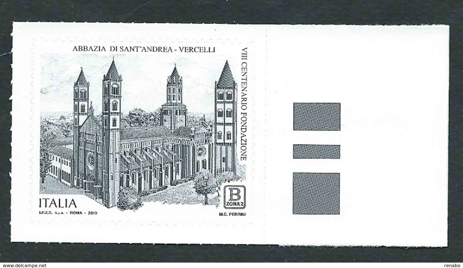 Italia, Italy, Italie, Italien 2019 Abbazia Di Sant' Andrea A Vercelli, B Zona2 Per America, Asia, Africa. Bordo Destro. - Abbayes & Monastères