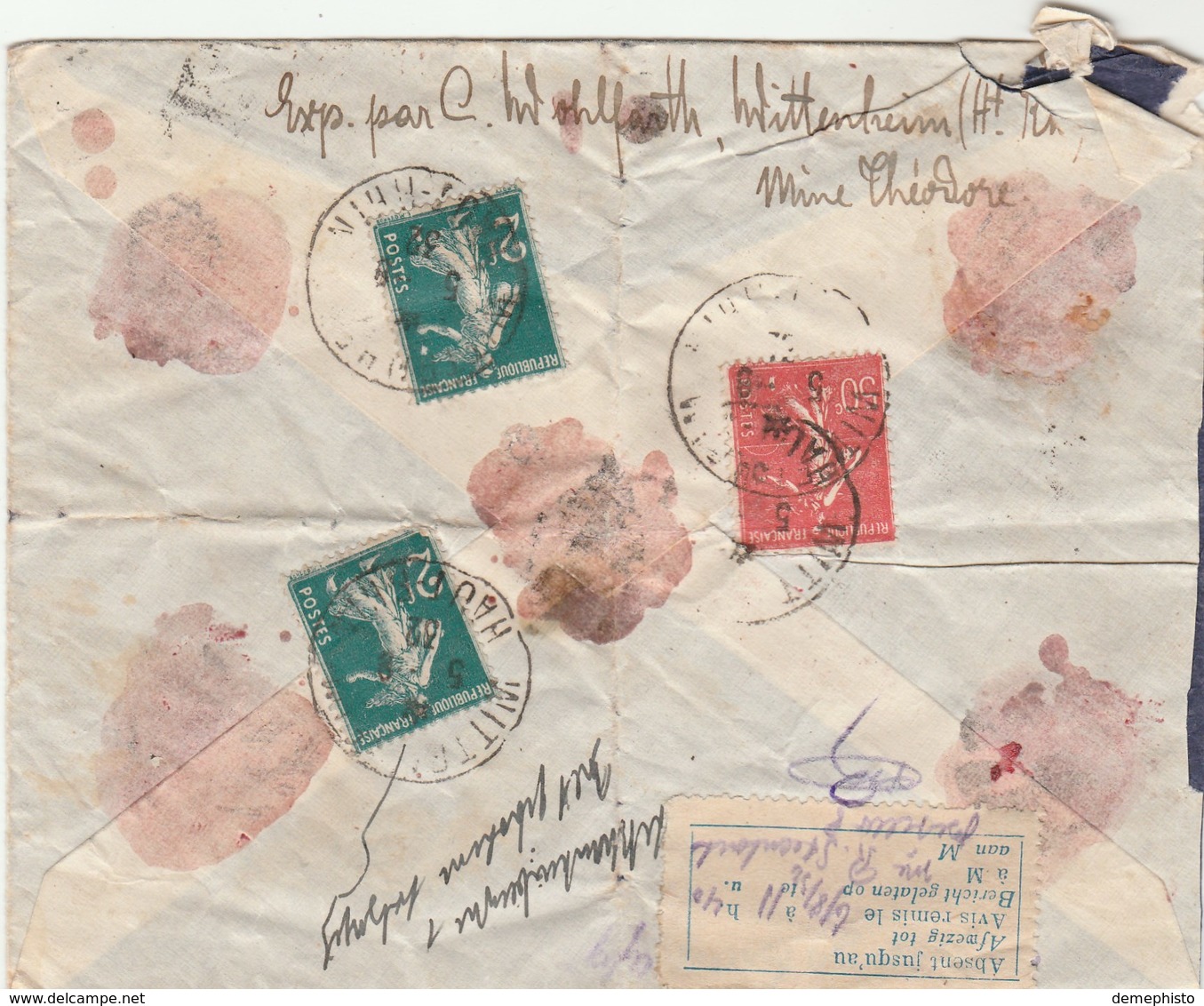 Lettre Chargée : Wittenheim - 1921-1960: Modern Period