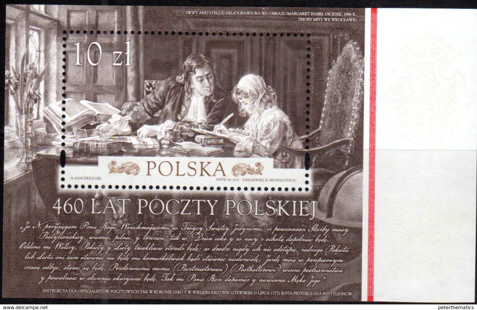 POLAND, 2018, MNH, 450th ANNIVERSARY OF POLISH POST, S/SHEET - Post