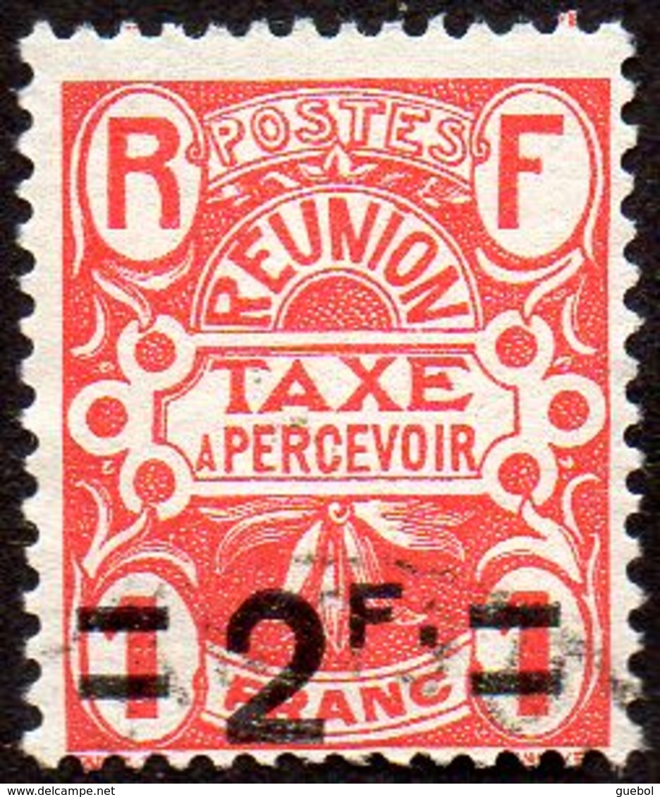 Réunion Obl. N° Taxe 14 - Emblème Surchargé 2f Sur 1f Vermillon - Postage Due