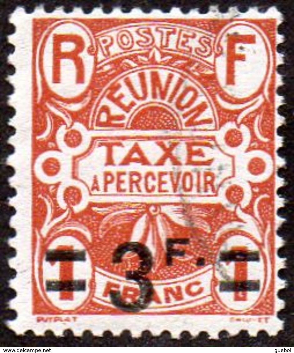 Réunion Obl. N° Taxe 15 - Emblème Surchargé 3f Sur 1f Brun-jaune - Postage Due