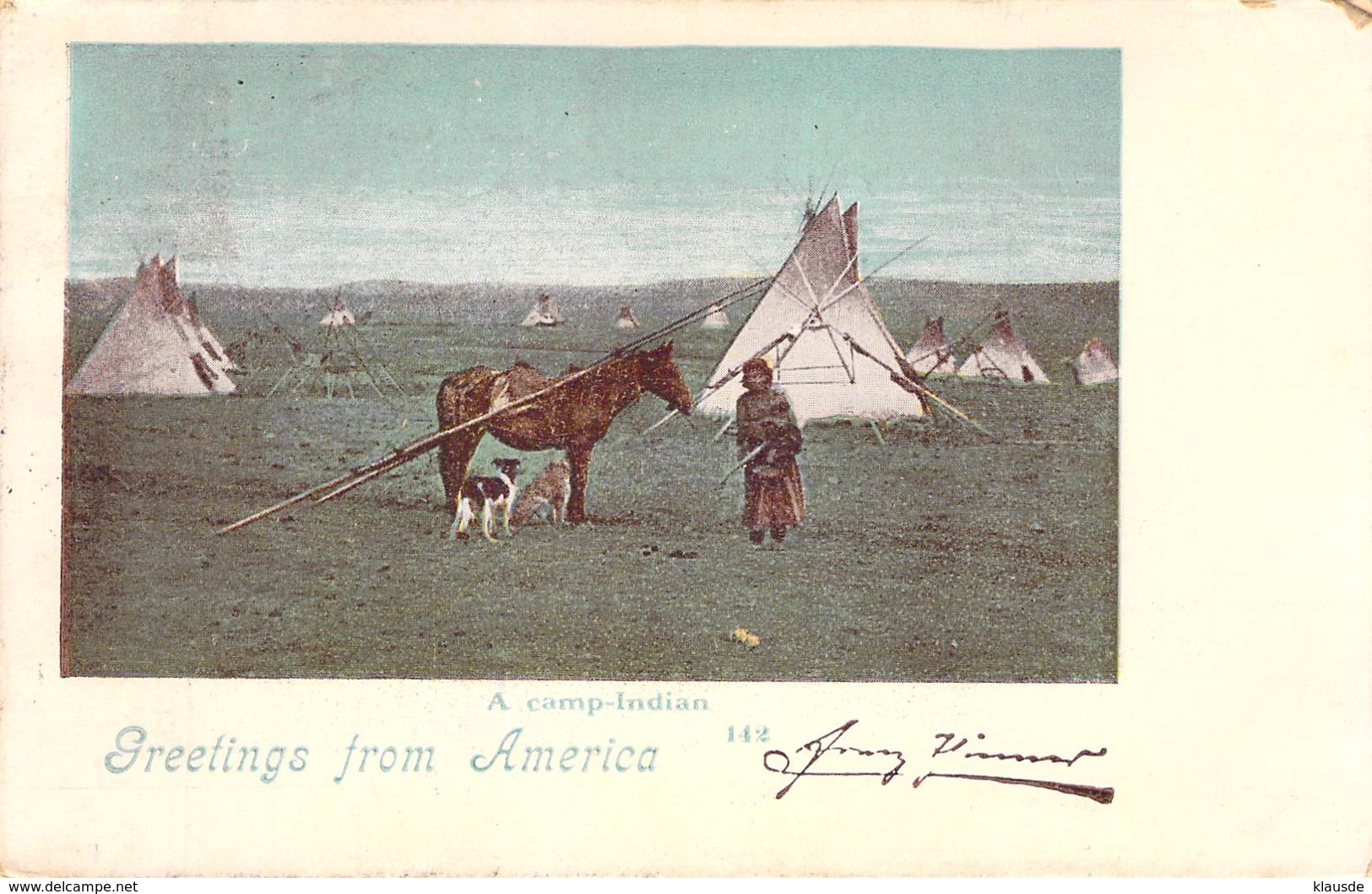 Greetings From America - A Camp-Indian. Ohio 1899 AKS - Gruss Aus.../ Grüsse Aus...