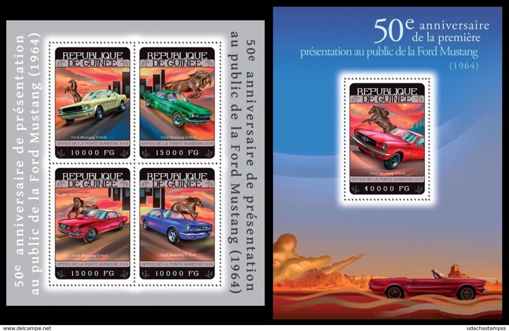 Guinea 2014 Cars Ford Mustang Klb + S/s MNH - Automobili