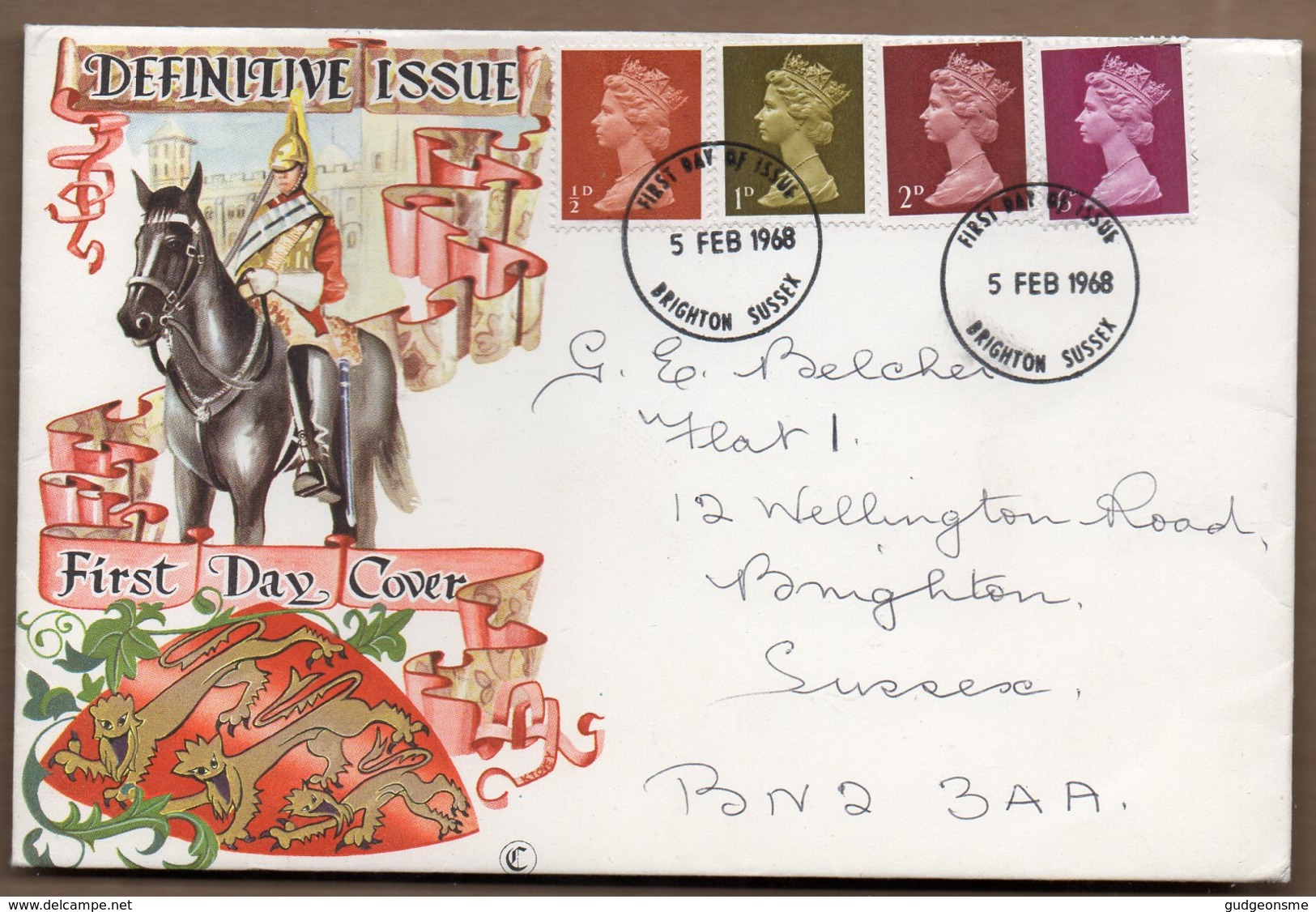 1968 5 February 4 Values FDC BRIGHTON - 1952-1971 Pre-Decimal Issues