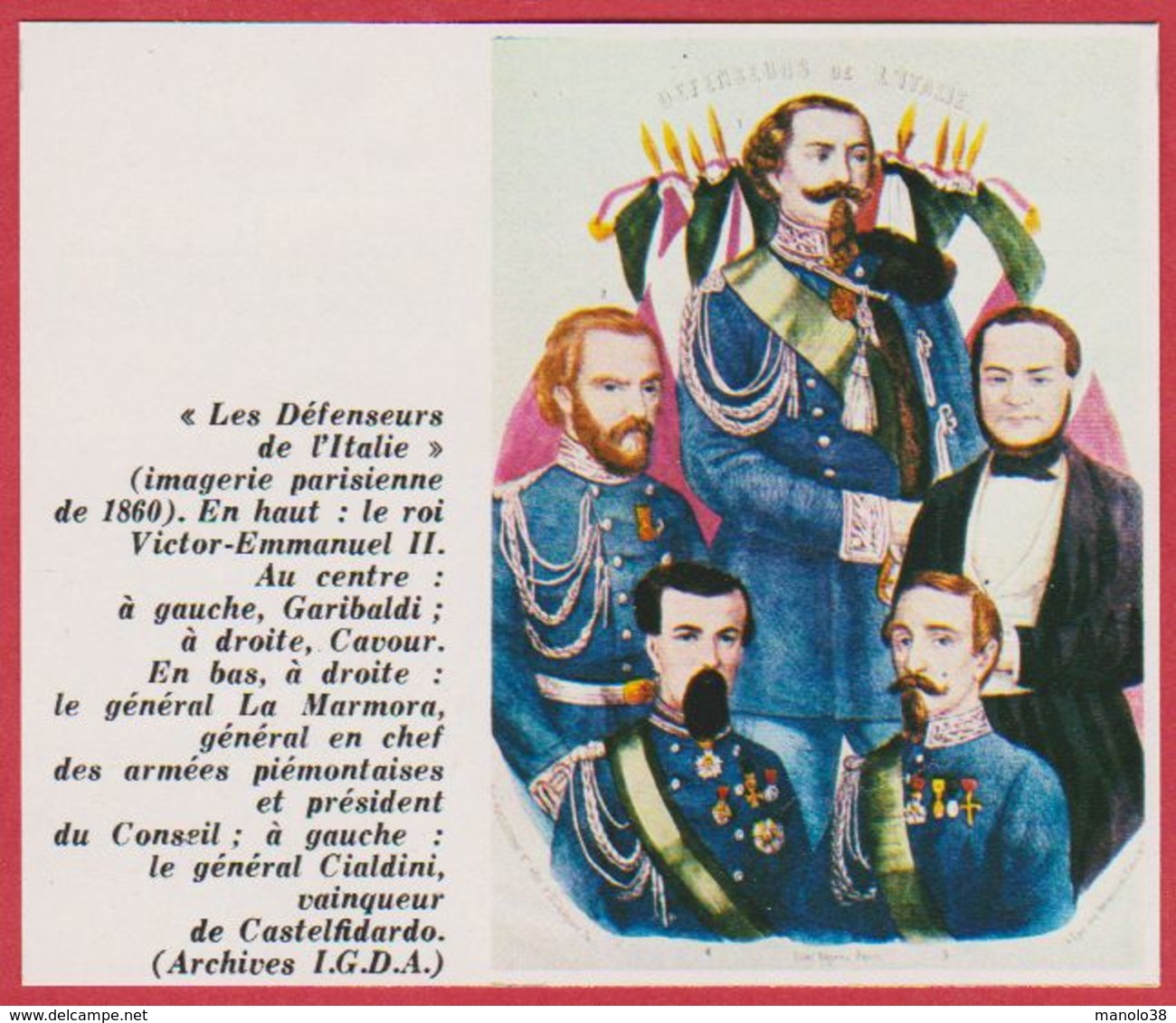 Les Défenseurs De L' Italie. Le Roi Victor Emmanuel II, Garibaldi, Cavour, La Marmora Et Cialdini. Encyclopédie De 1970. - Autres & Non Classés