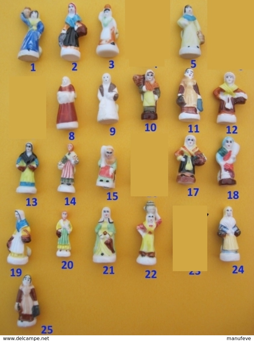 Fève  - Santon De Crèche -  Personnage Femme   -  LOT DE 3 Fèves à CHOISIR  Sur Les 4 Planches Santons - Santons