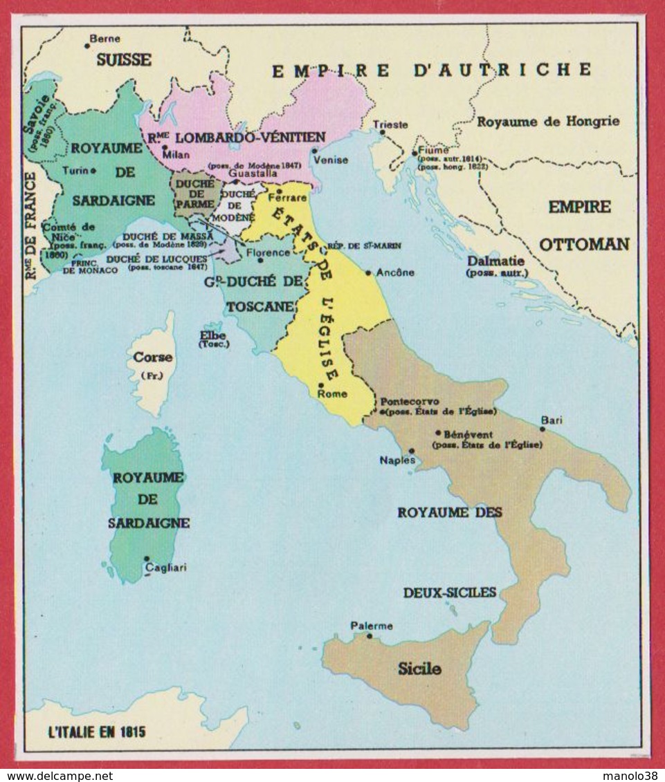 L'Italie En 1815. Encyclopédie De 1970. - Autres & Non Classés