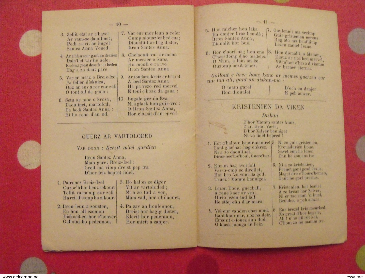 Guerzennou santez anna vened. chants en breton. 1903. Bretagne. jégouzo