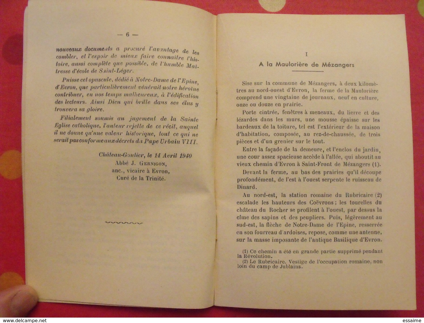 Une Maîtresse D'école à L'échafaud. En Mayenne Pendant La Révolution. Gernigon. Chateau-Gontier 1940 Laval - Pays De Loire