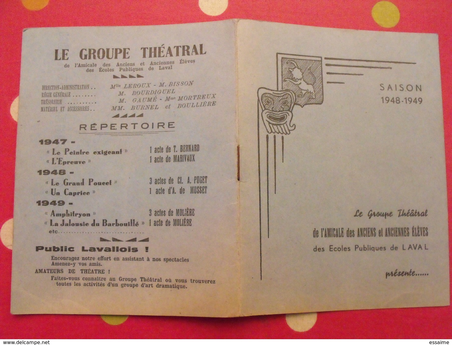 Groupe Théâtral De L'amicale Des Anciens Et Anciennes élèves Des écoles Publiques De Laval. Saison 1948-1949 - Pays De Loire