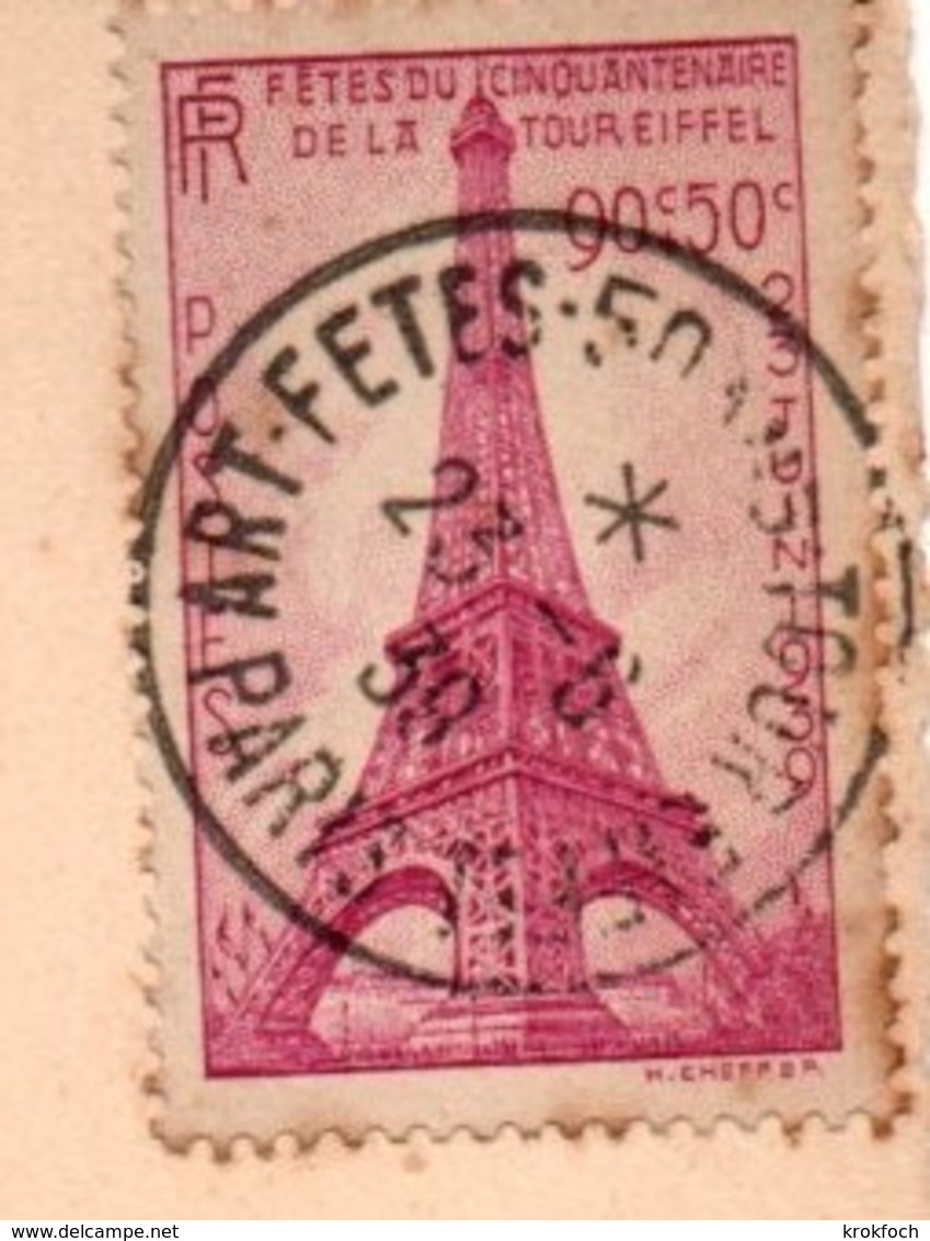 Paris Tour Eiffel 1939 - BT Cinquantenaire Sur Carte De La Tour - Commemorative Postmarks