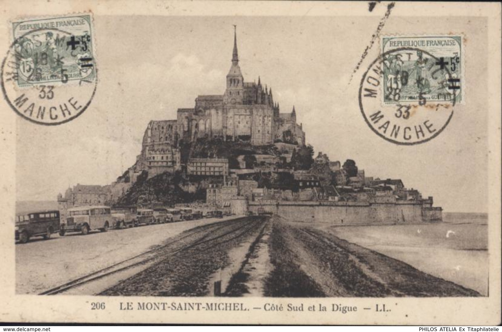 Orphelins De Guerre YT 164 X2 CAD + CPA Mont St Saint Michel 26 5 33 - 1921-1960: Periodo Moderno