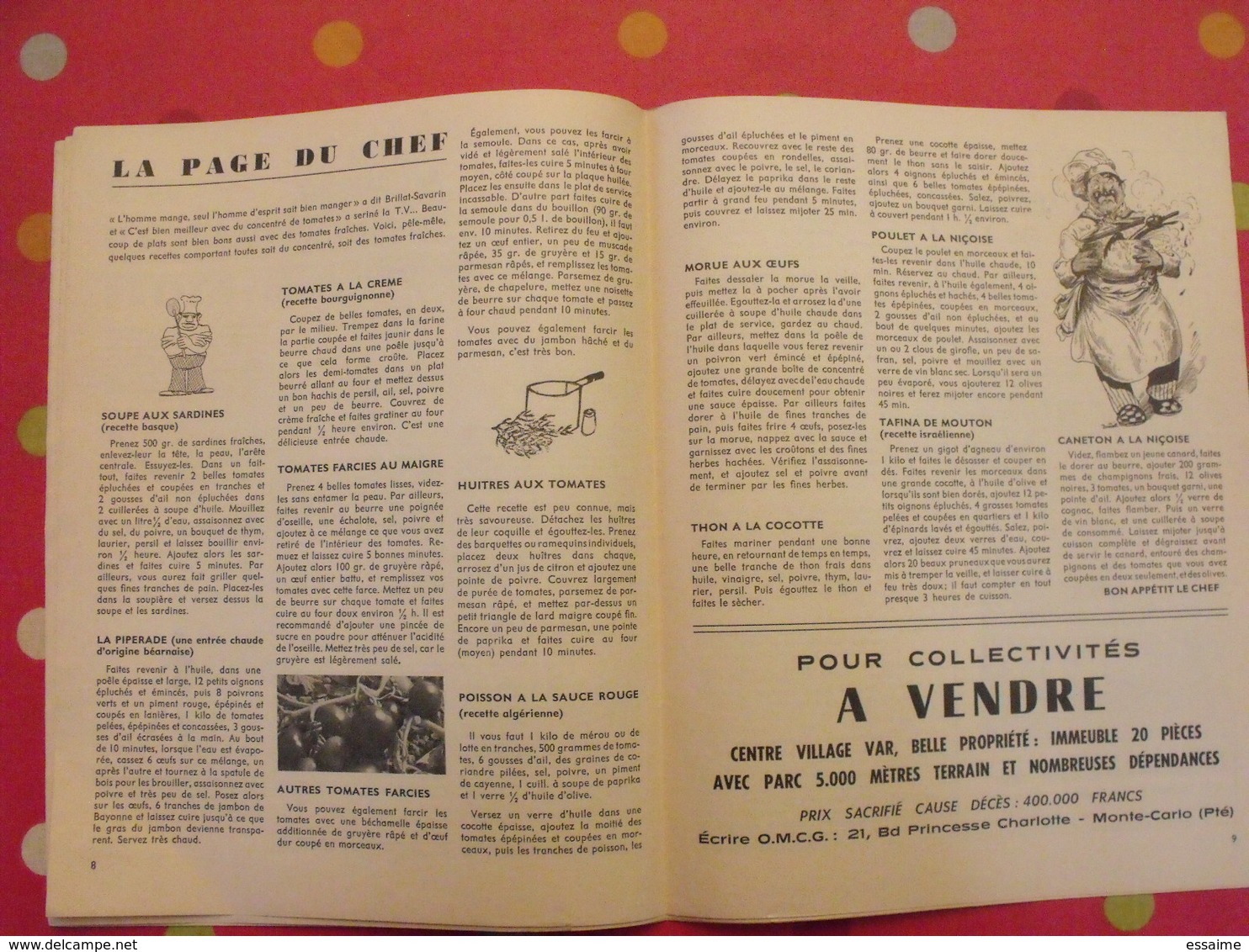 la gazette de Monaco. 1971. Coco chanel yoga  gastronomie mata hari