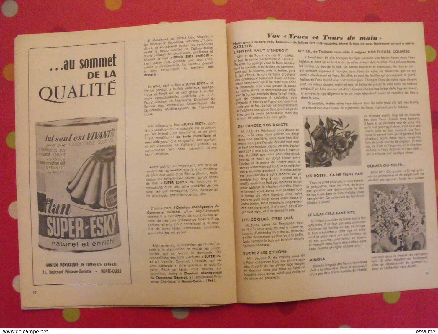 la gazette de Monaco. 1971. Coco chanel yoga  gastronomie mata hari