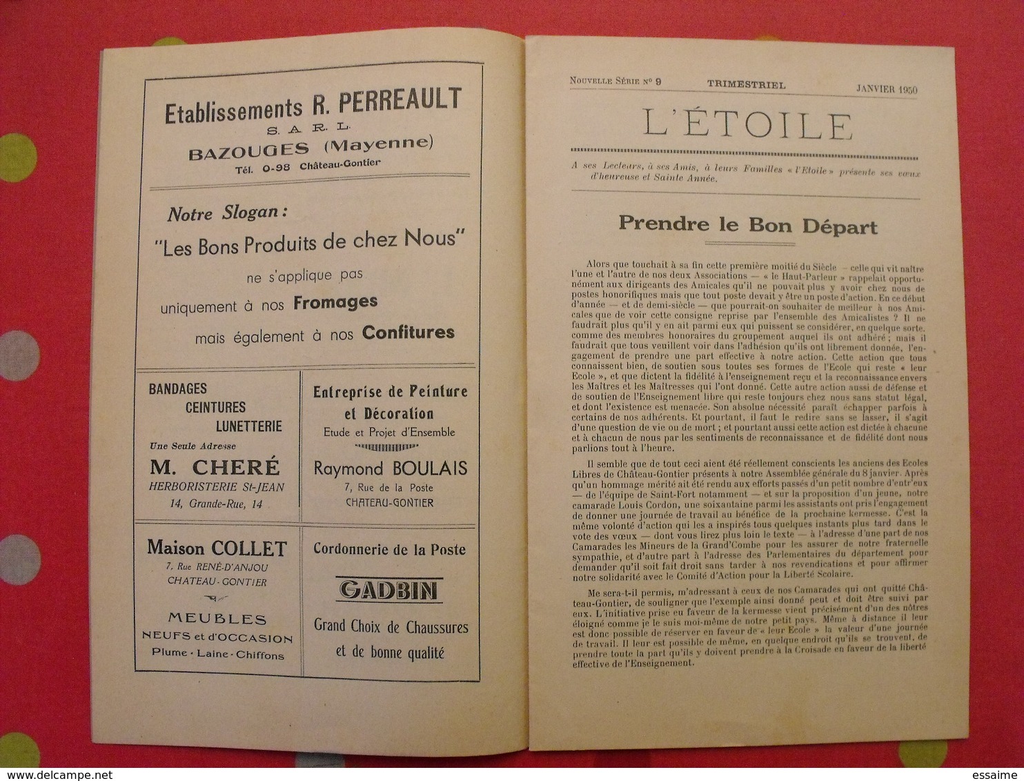 L'étoile. Bulletin De L'amicale Des Anciennes élèves De Ste-Marie. Chateau-Gontier. N° 9 De 1950 - Pays De Loire