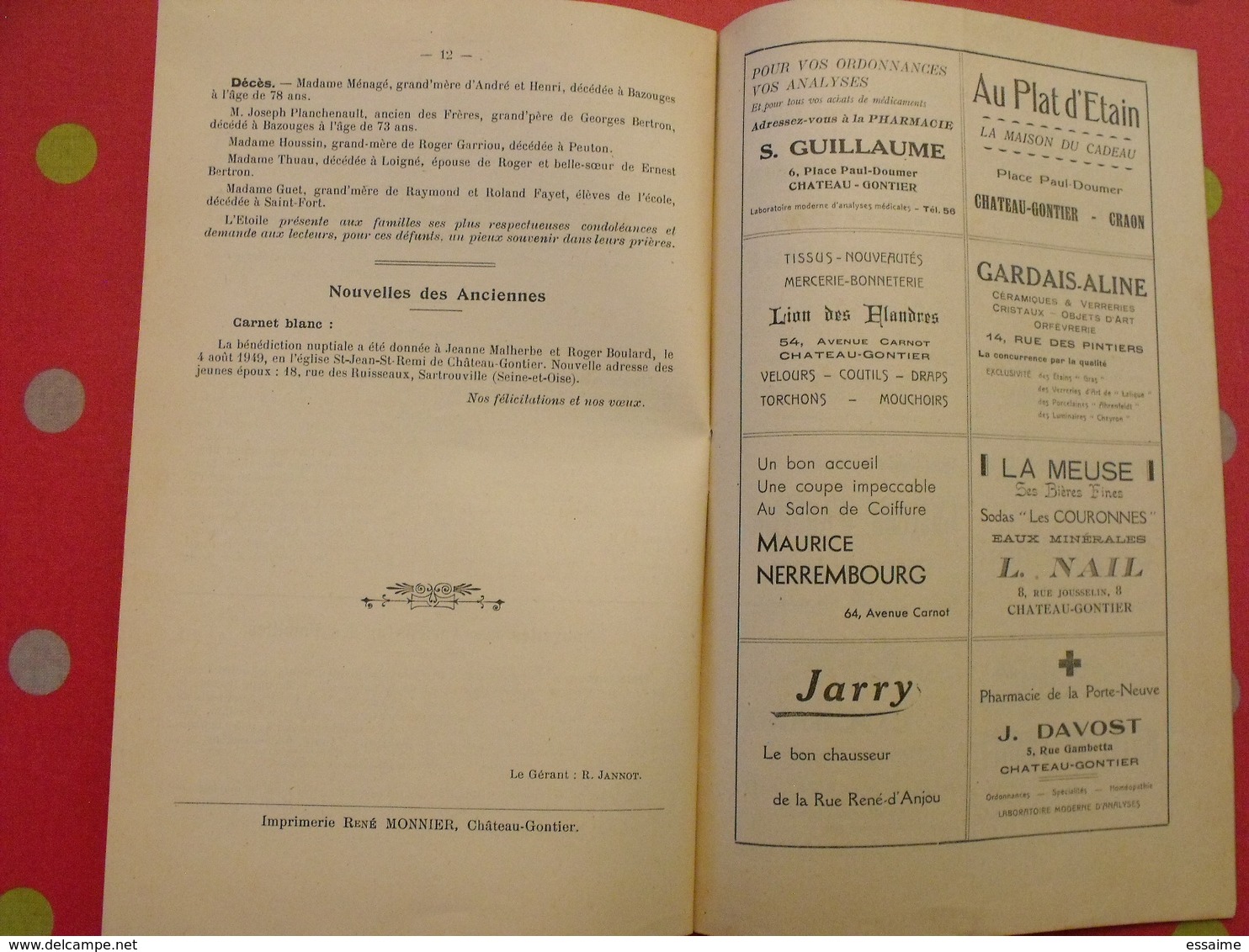 l'étoile. bulletin de l'amicale des anciennes élèves de Ste-Marie. Chateau-Gontier. n° 9 de 1950