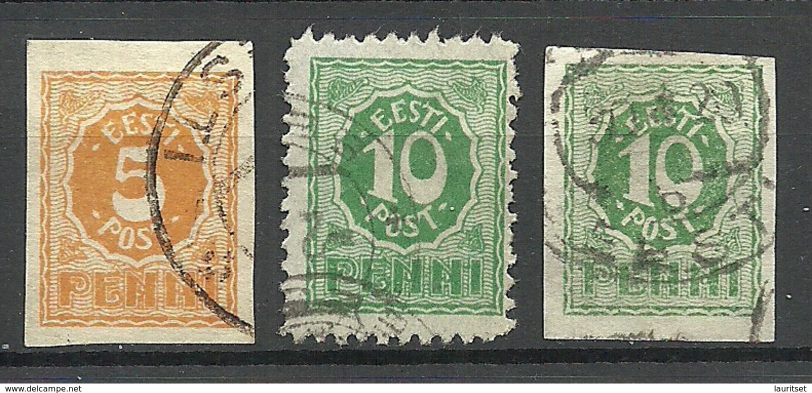 Estland Estonia 1919 Michel 6 - 8 O Numeral Design - Estonia