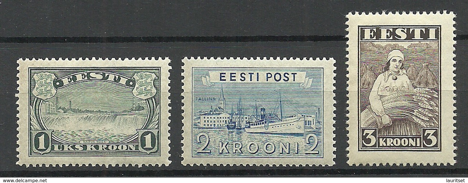 Estland Estonia 1935-1940 So Called Kroon-currency Stamps (1,2,3 Kroon) * - Estonia