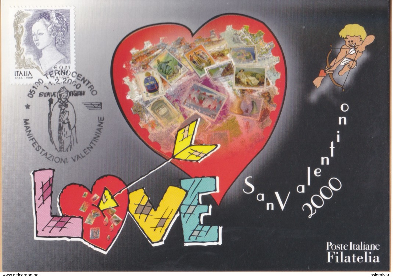 ITALIA REP. - 2000 - POSTE ITALIANE FILATELIA CARTOLINA  LOVE SAN VALENTINO 2000.ANNULLO TERNI CENTRO 11/02/2000. - Altri & Non Classificati