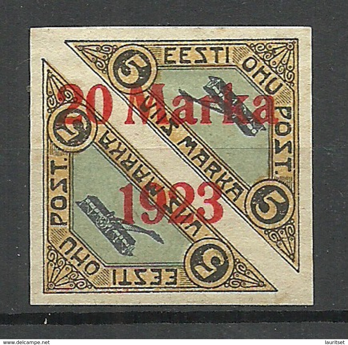 Estonia Estland 1923 Michel 44 B B (Ziegelrot) 1,75 Mm * - Estland
