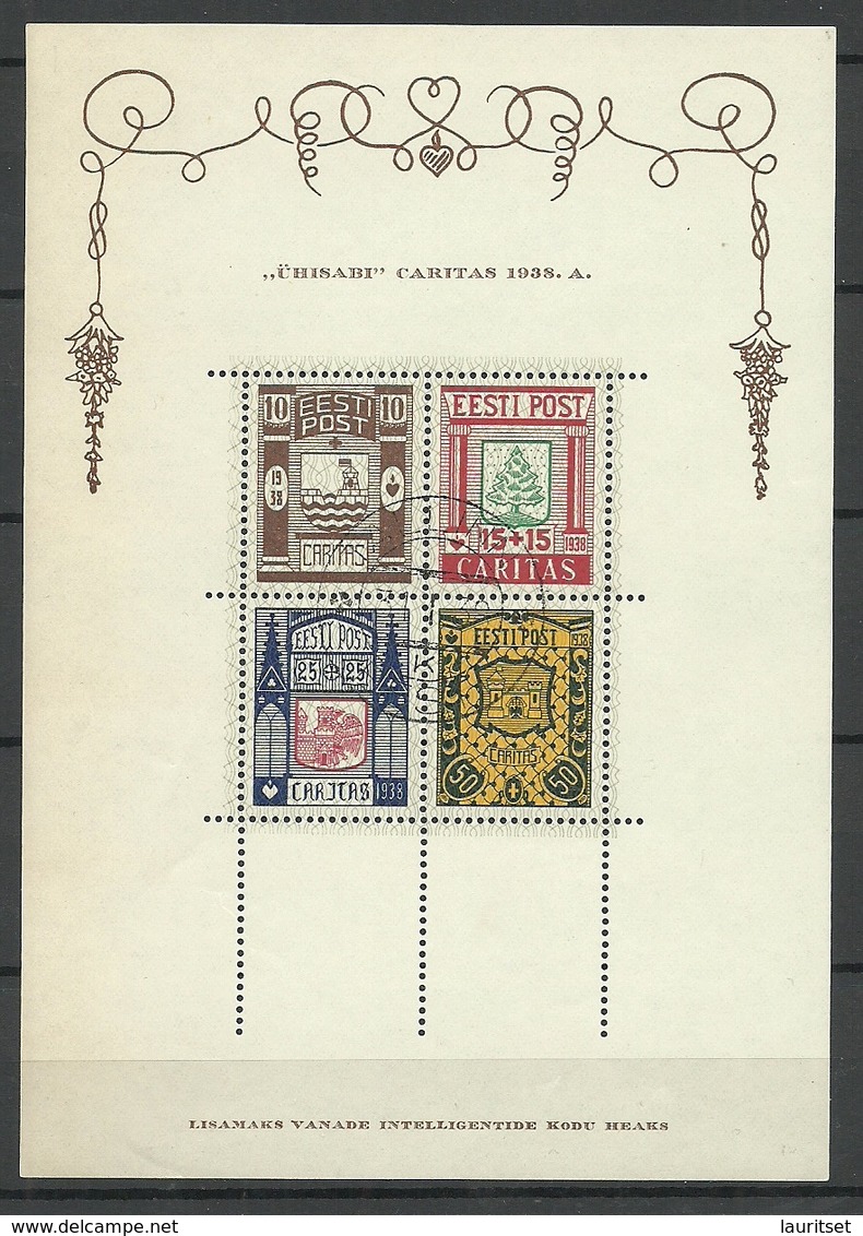 Estland Estonia 1938 CARITAS Block O - Estland