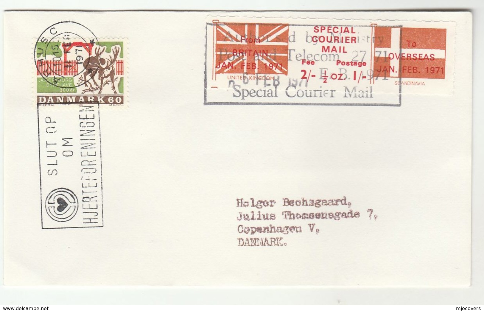 1971 COVER DENMARK Stamps ARHUSC SLOGAN Pmk GB POSTAL STRIKE COURIER MAiL LABEL Great Britain - Covers & Documents