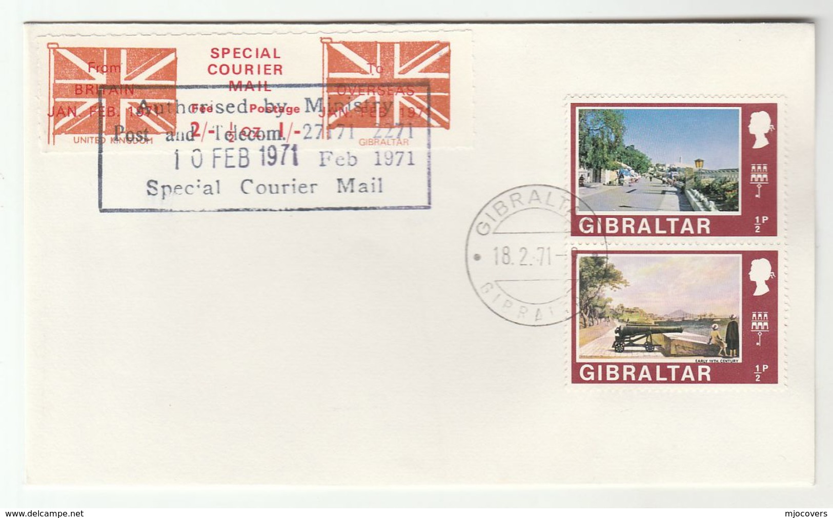 1971 COVER GIBRALTAR Stamps GB POSTAL STRIKE COURIER MAiL LABEL Great Britain - Gibraltar