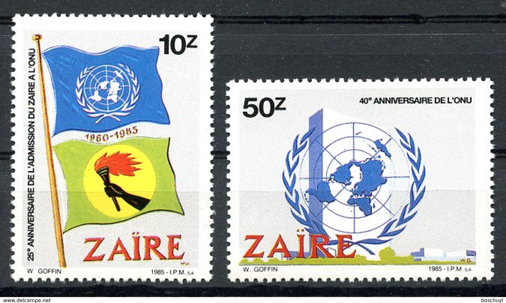 Zaire, 1985, Membership Of The United Nations, Flags, MNH, Michel 913-914 - Autres & Non Classés