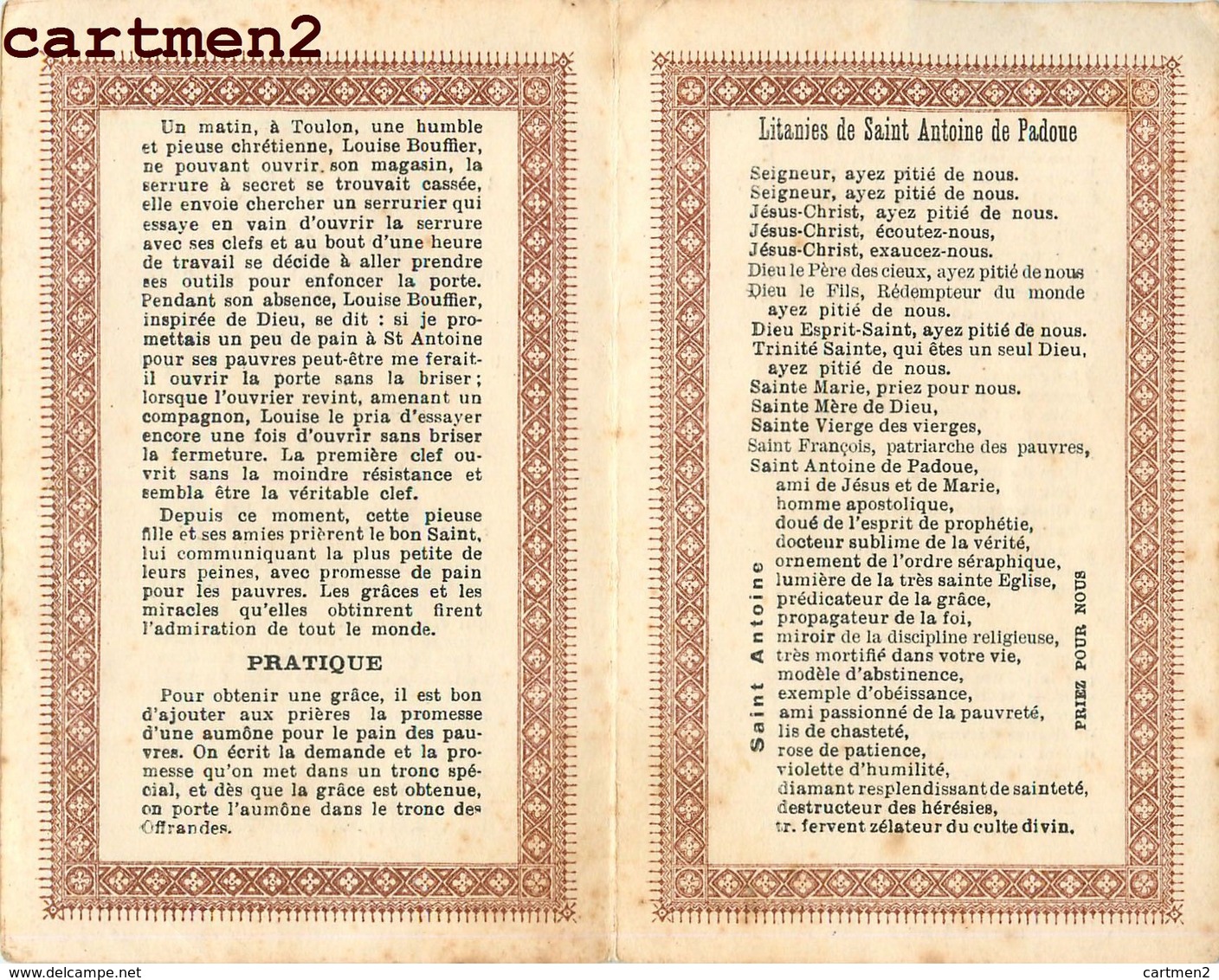 FAIRE-PART DE DECES LE PAIN DES PAUVRES SAINT-ANTOINE-DE-PADOUE IMAGE RELIGIEUSE IMAGE PIEUSE - Décès