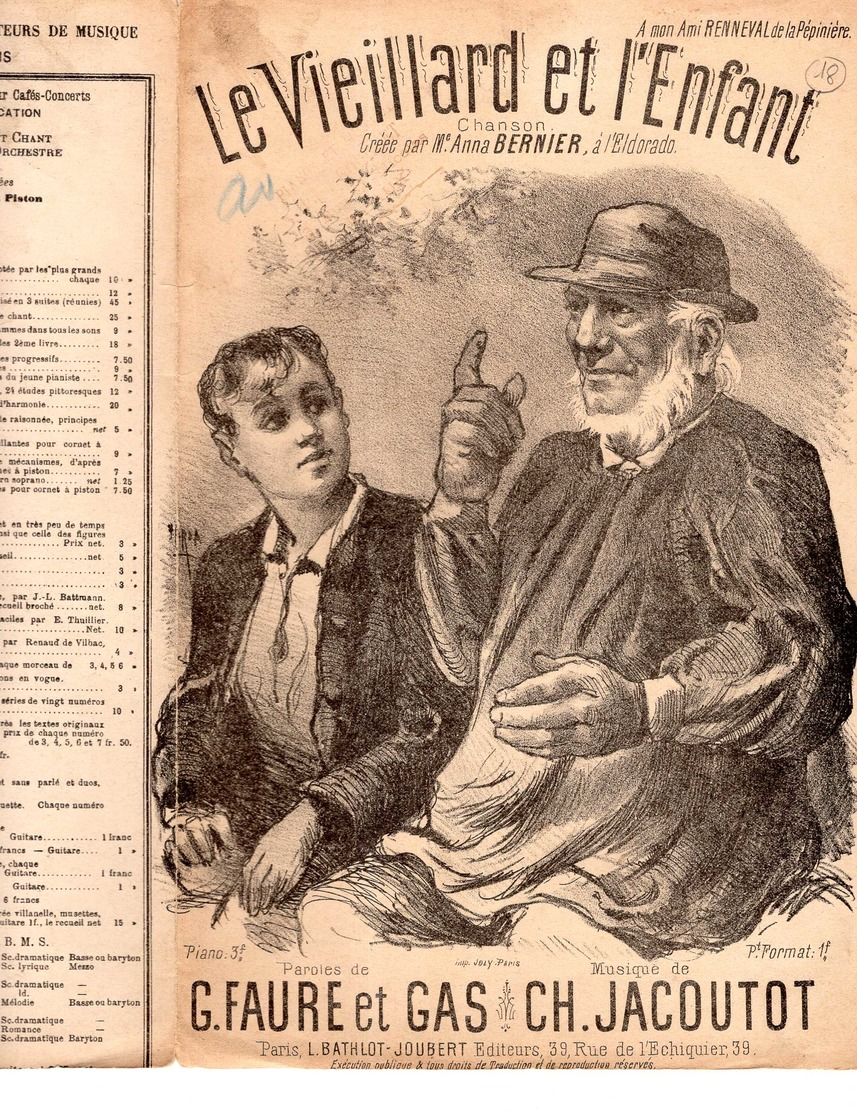 CAF CONC MORALE PARTITION XIX LE VIEILLARD ET ENFANT FAURE GAS JACOUTOT ANNA BERNIER CONSEIL APPRENDRE À LIRE ILL FARIA - Other & Unclassified