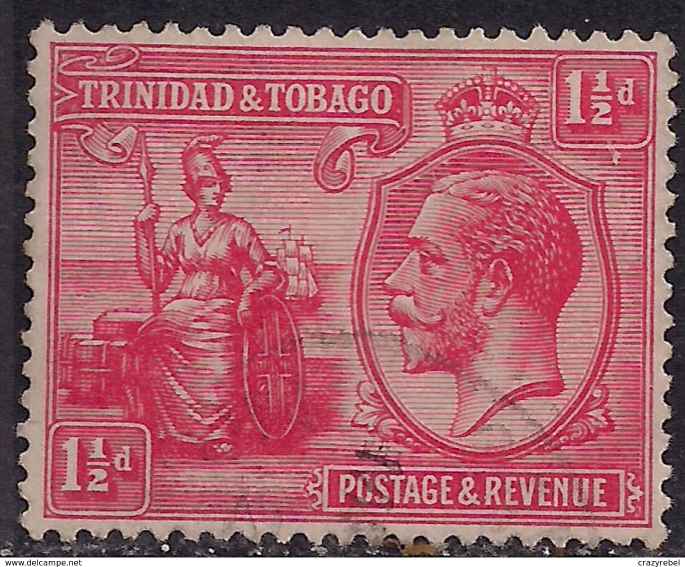 Trinidad & Tobago 1922 - 28 KGV 1 1/2d Bright Rose SG 220 ( M1280 ) - Trinidad & Tobago (...-1961)