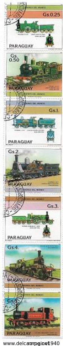 PARAGUAY 1984 GRANDI LOCOMOTIVE DEL MONDO YVERT. 2108-2114 USATA VF - Paraguay