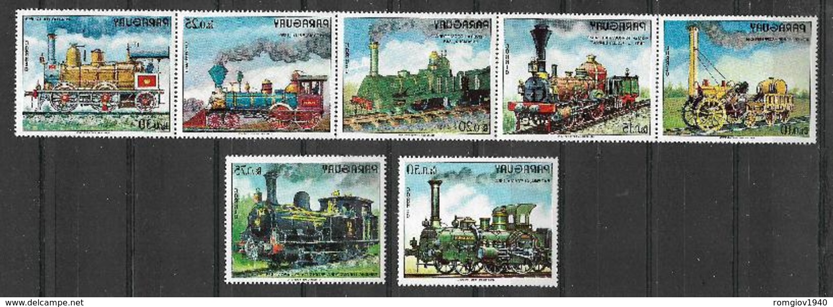 PARAGUAY 1972 VECCHIE LOCOMOTIVE II°SERIE YVERT. 1258-1264 USATA VF - Paraguay