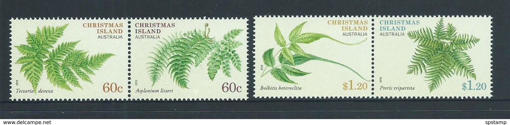 Christmas Island 2012 Ferns Set Of 4 As 2 Pairs MNH - Christmas Island