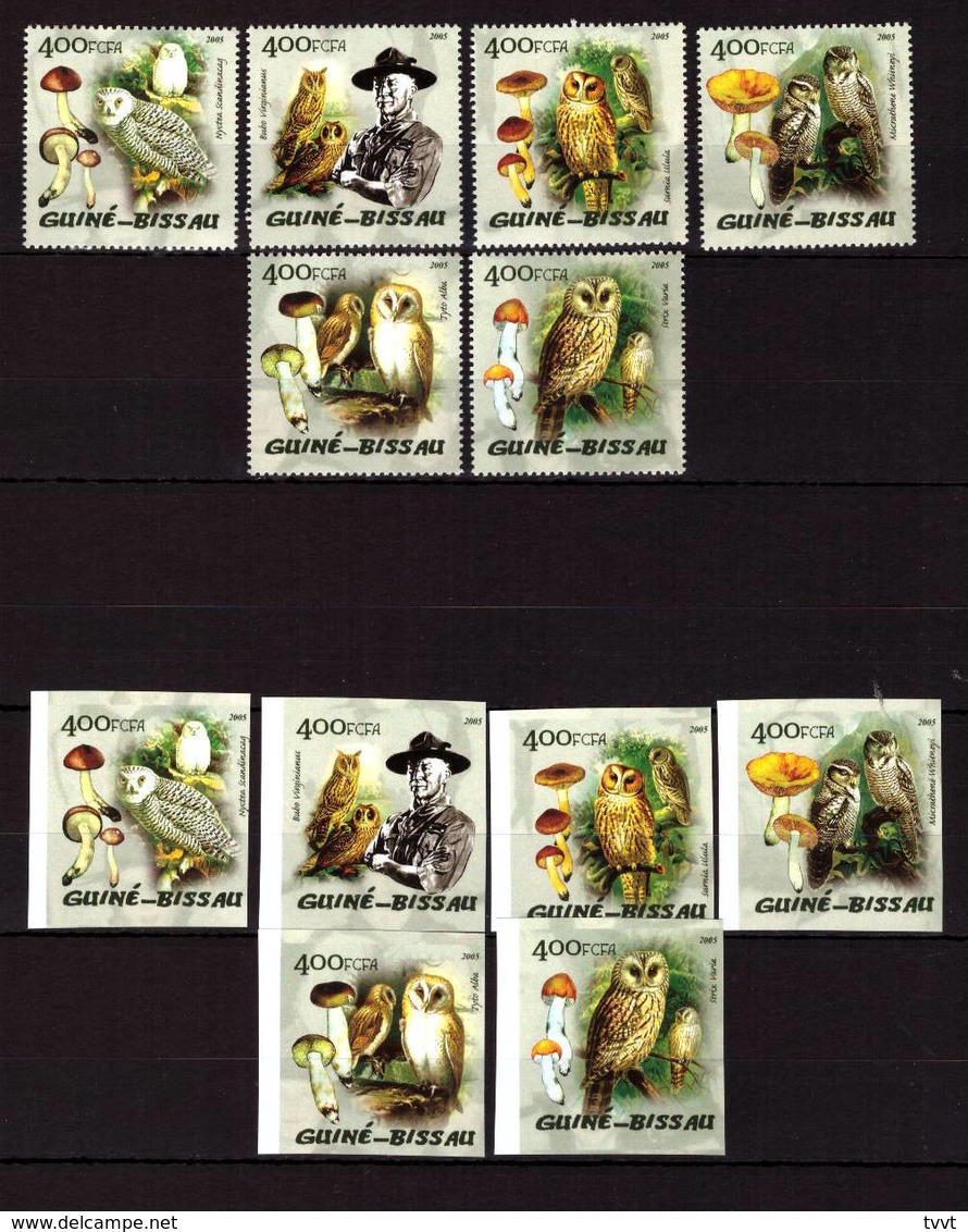 Guinea-Bissau, 2004. [gb02_02] Birds, Owls (perf+imperf) - Owls