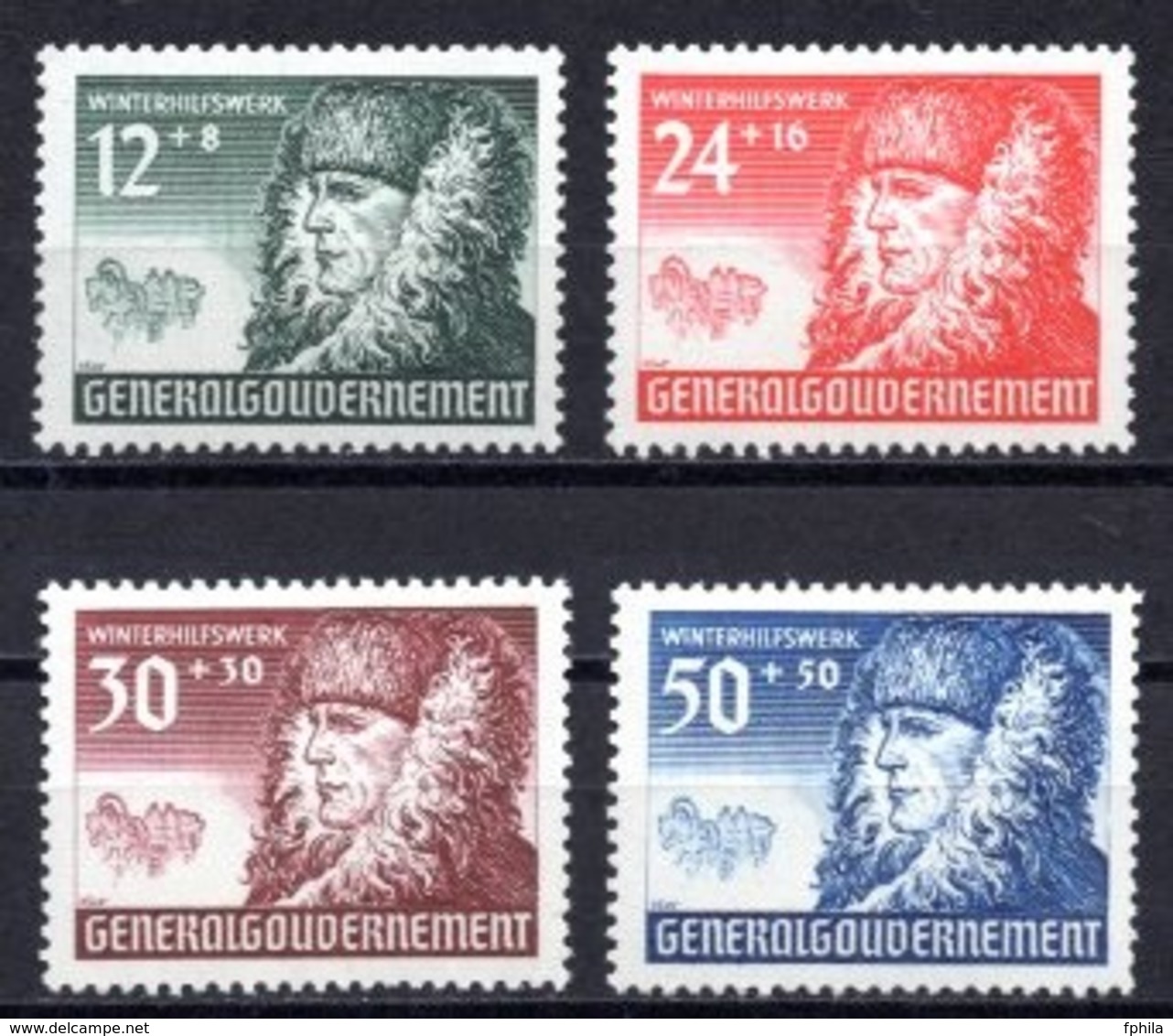 1940 GERMANY REICH OCCUPATION GENERAL GOVERNMENT WINTER AID MICHEL: 59-62 MNH ** - Besetzungen 1938-45