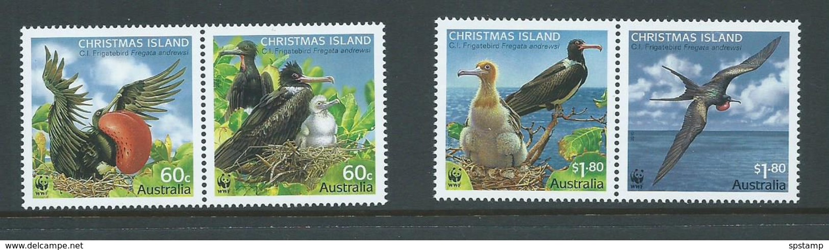 Christmas Island 2010 Frigate Birds Set Of 4 As 2 Pairs MNH - Christmas Island