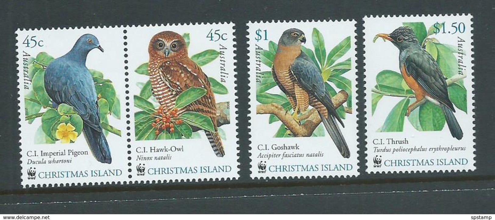 Christmas Island 2002 WWF Bird Set Of 4 - Pair & 2 Singles - MNH - Christmas Island