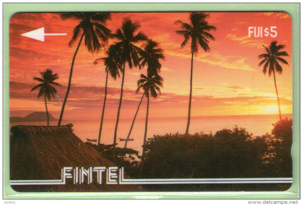 Fiji - Fintel - 1992 First Issue - $5 Palms & Sunset - FIJ-FI-1 - VFU - Fiji