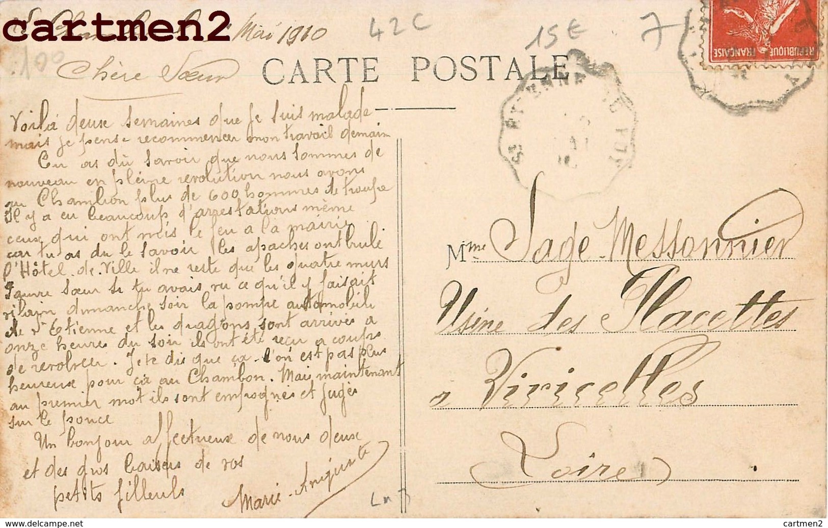 LE CHAMBON-FEUGEROLLES LA VILLA BESSON ENDOMMAGEE PAR L'EXPLOSION DE 2 BOMBES GUERRE MILITAIRE 42 LOIRE - Le Chambon Feugerolles