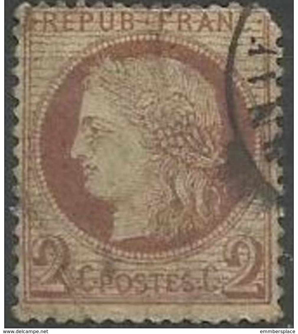 France - 1871 Ceres 2c Brown Used    Mi 46  Sc 51 - 1871-1875 Cérès