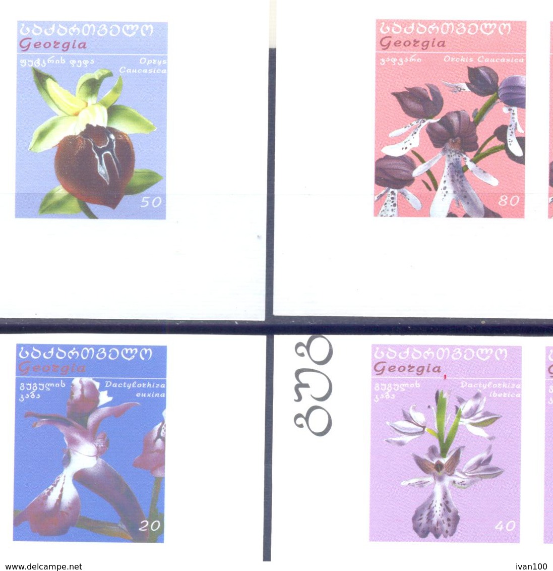 2005. Georgia, Orchids Of Georgia, ERROR, 4v IMPERFORATED, Mint/** - Géorgie