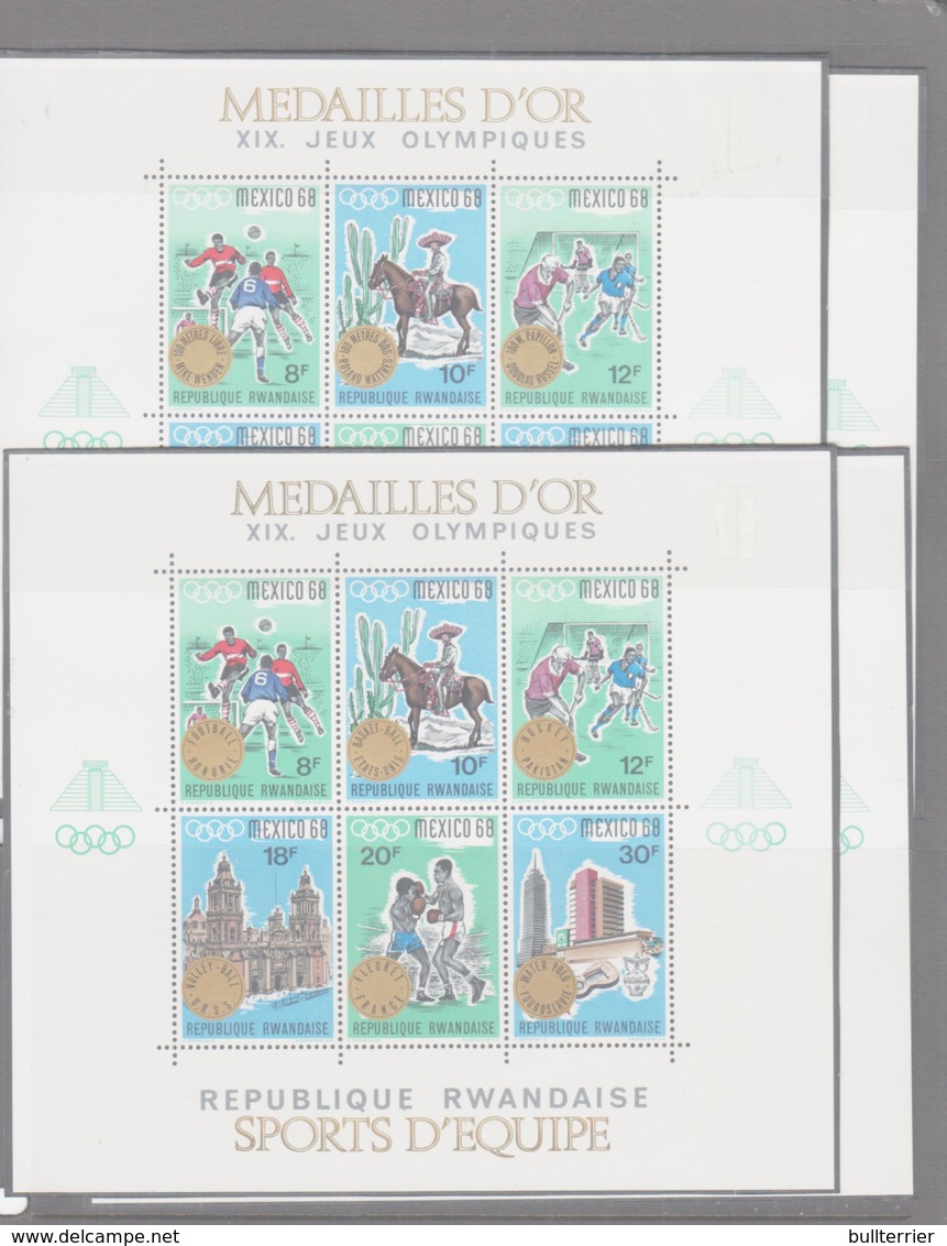 OLYMPICS - RWANDA -1968  MEXICO OLYMPICS 1ST ISSUE SETOF 4 S/SHEETS  MNH, SG CAT £50 - Summer 1968: Mexico City